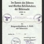 Kriegsverdienstkreuz 2. Klasse mit Schwertern Award Doc – Flakscheinwerfer-Abteilung 119, Hamburg, 1943 - Luftgau XI
