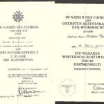 Kriegsverdienstkreuz 2. Klasse & Ostmedaille Award Doc - Landesschützen-Bataillon 665, Hamburg, 1944