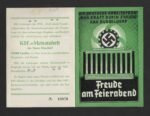 Deutsche Arbeitsfront (DAF) – KdF-Theaterring-Ausweis 1937/38 - Gau Düsseldorf