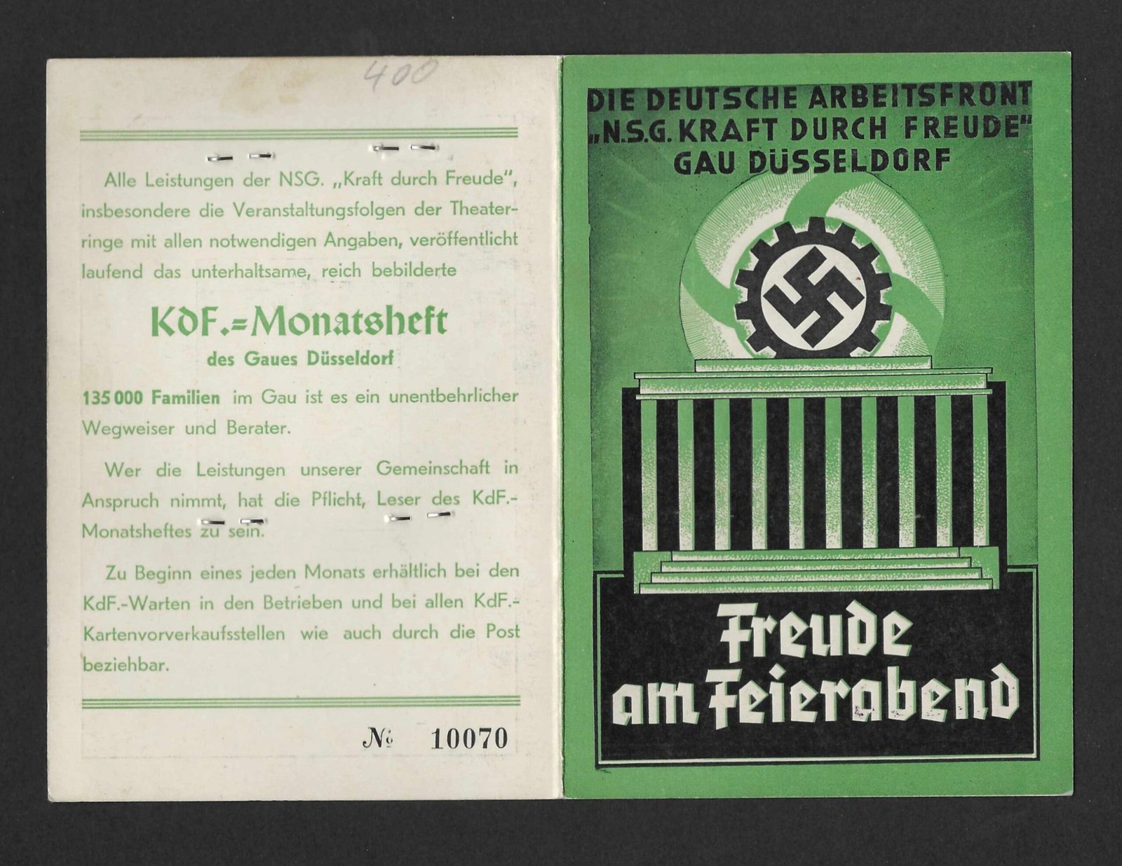 2026-10-28_094516 Deutsche Arbeitsfront (DAF) – KdF-Theaterring-Ausweis 1937/38 - Gau Düsseldorf - Image 1