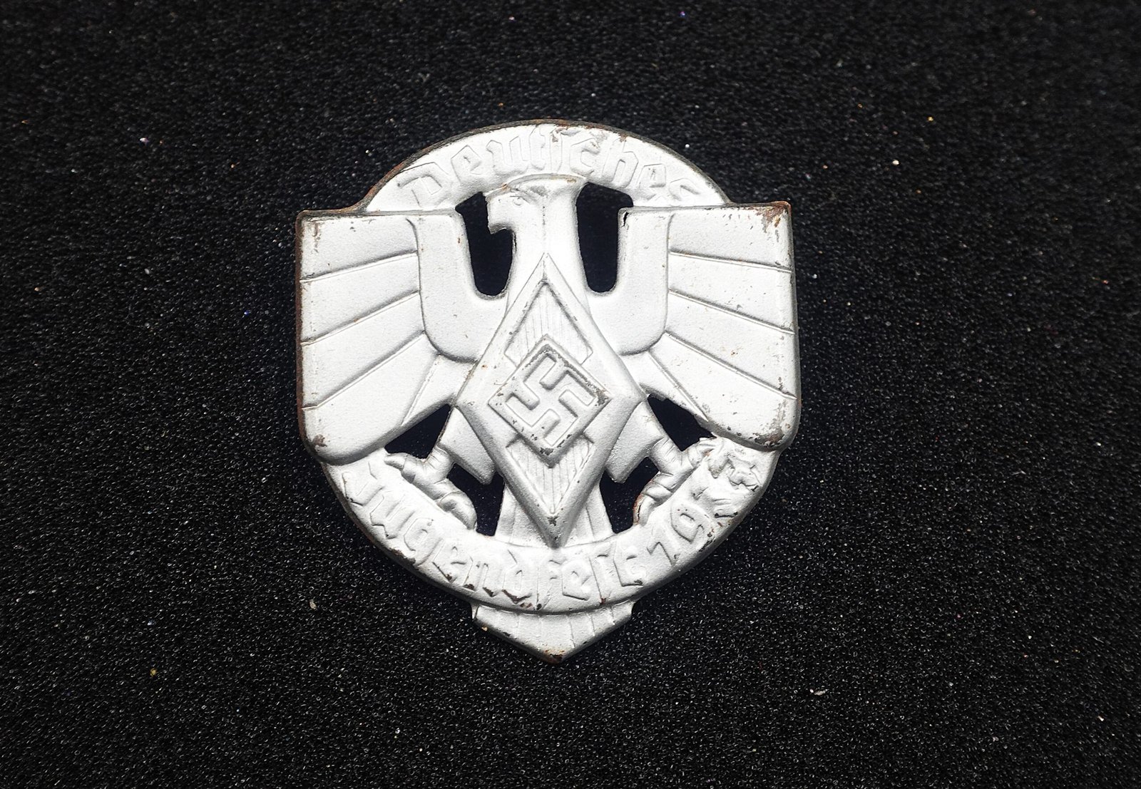 DSC02679 HJ Deutsches Jugendfest 1937 – Silver-Plated Event Badge - Image 1