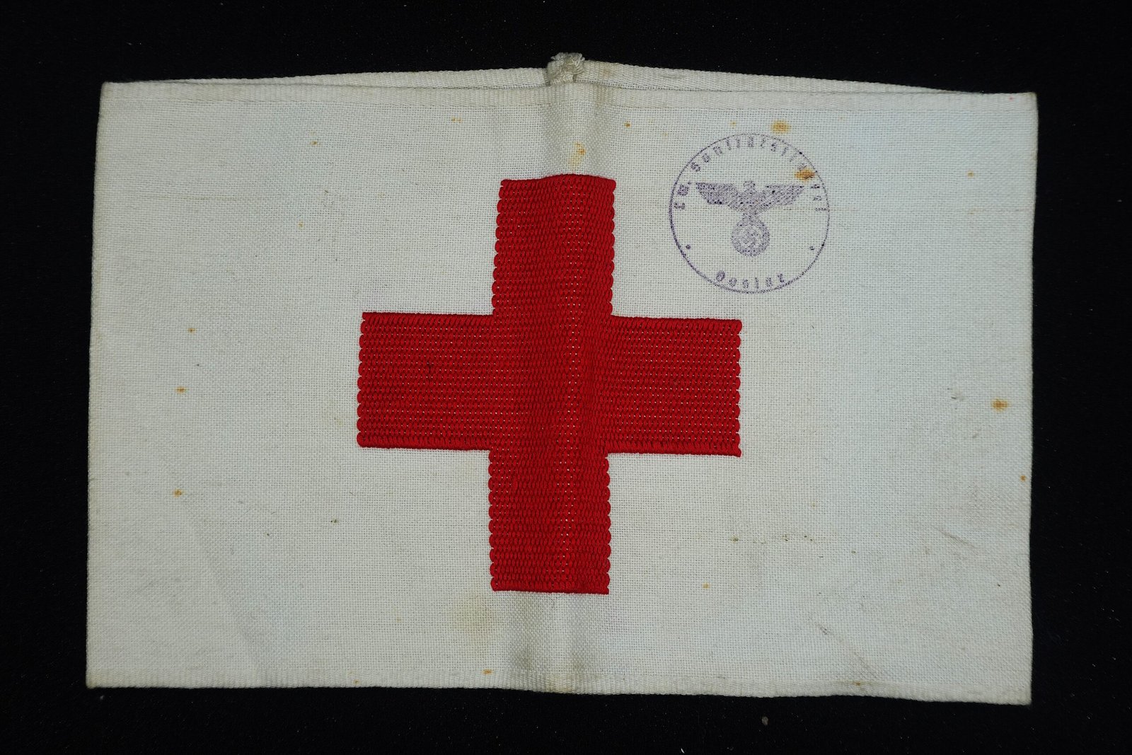 DSC02716 Luftwaffenlazarett Goslar – DRK Medical Armband with Red Cross and Unit Stamp - Image 1