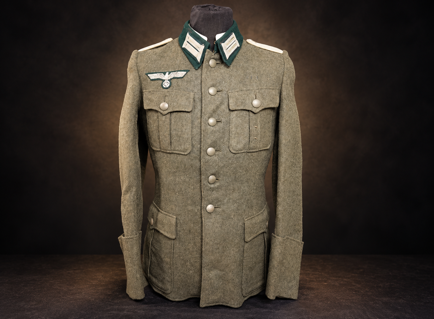 Historische Wehrmacht-tuniek in museumlicht Wehrmacht Heer Infantry Leutnant Officer's Field Tunic - Image 1